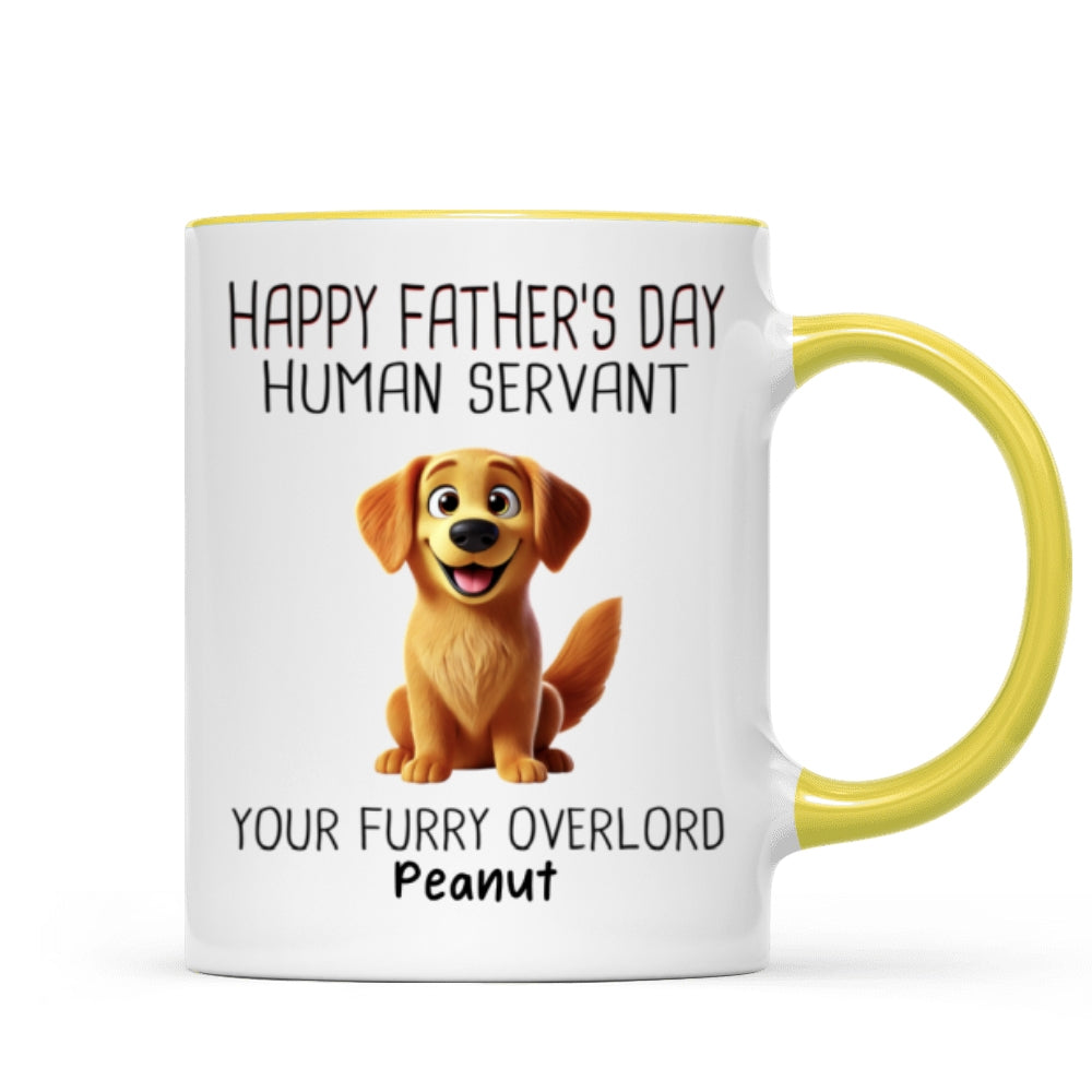 Happy Father's Day Human Servant Cartoon Funny Dogs Personalized Mug, Gift For Dog Dad