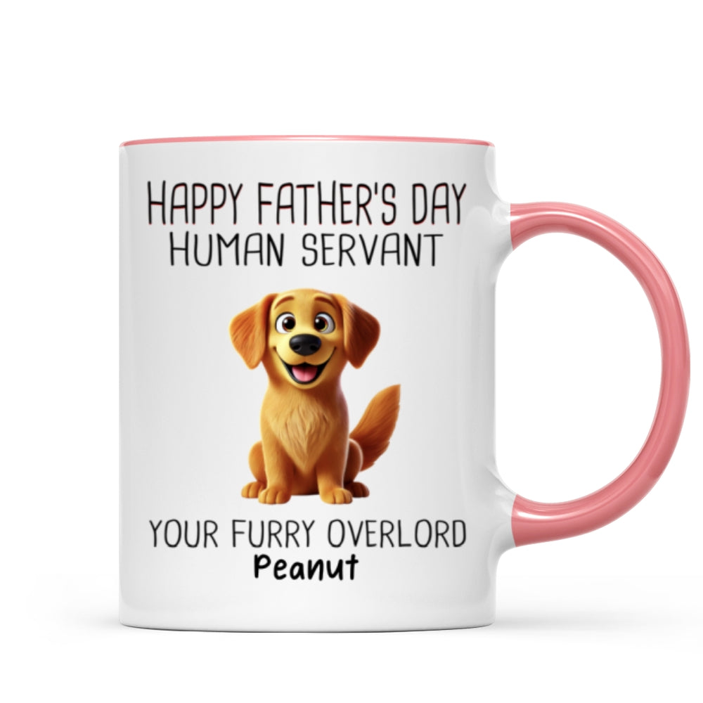 Happy Father's Day Human Servant Cartoon Funny Dogs Personalized Mug, Gift For Dog Dad