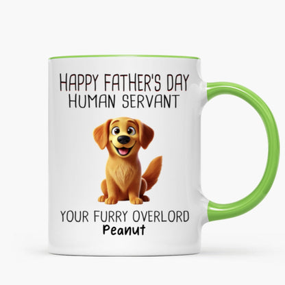 Happy Father's Day Human Servant Cartoon Funny Dogs Personalized Mug, Gift For Dog Dad