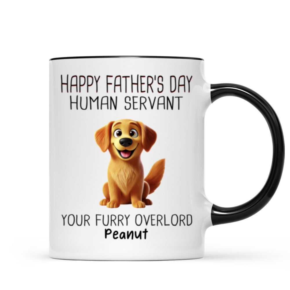 Happy Father's Day Human Servant Cartoon Funny Dogs Personalized Mug, Gift For Dog Dad