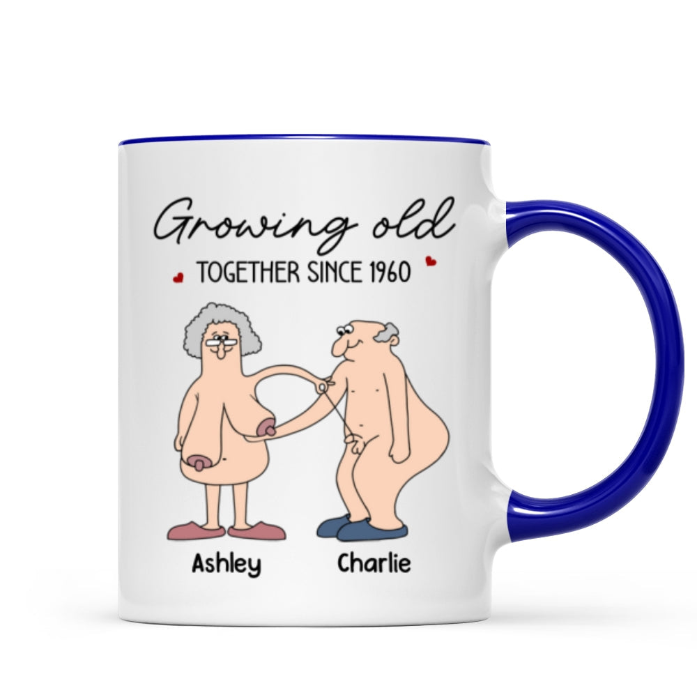Want To Grow Old With You Funny Old Couple Anniversary Keepsake Gift Personalized Mug