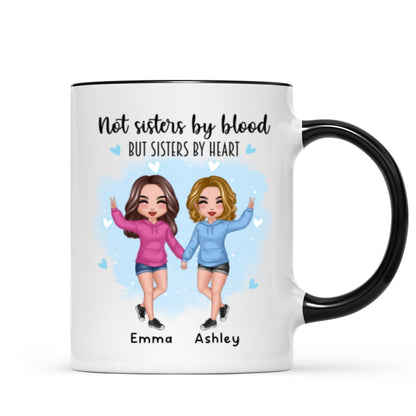 Doll Hoodie Besties Not Sisters By Blood Watercolor Personalized Mug