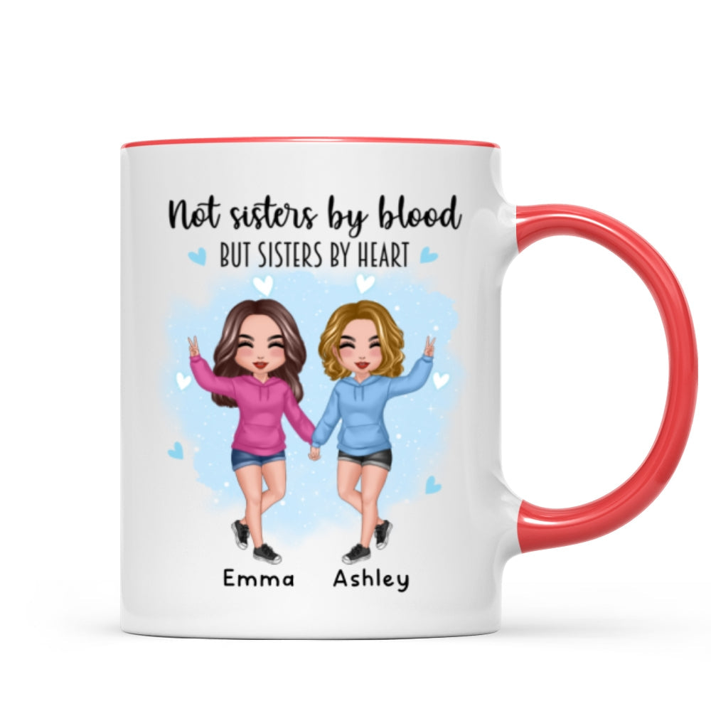 Doll Hoodie Besties Not Sisters By Blood Watercolor Personalized Mug