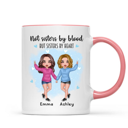 Doll Hoodie Besties Not Sisters By Blood Watercolor Personalized Mug