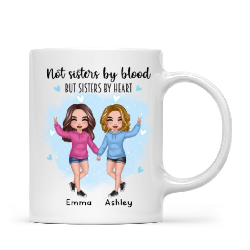 Doll Hoodie Besties Not Sisters By Blood Watercolor Personalized Mug