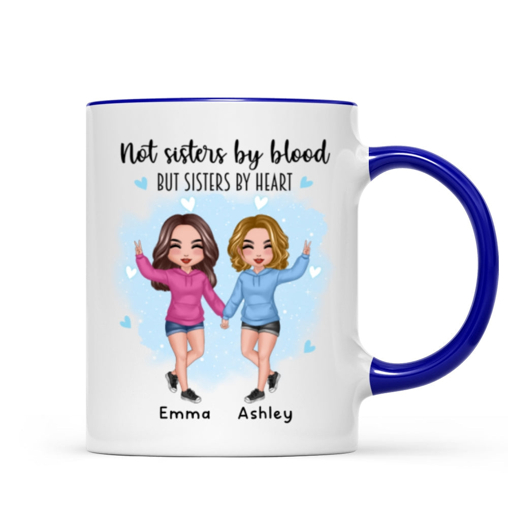 Doll Hoodie Besties Not Sisters By Blood Watercolor Personalized Mug