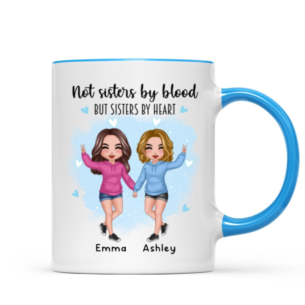 Doll Hoodie Besties Not Sisters By Blood Watercolor Personalized Mug