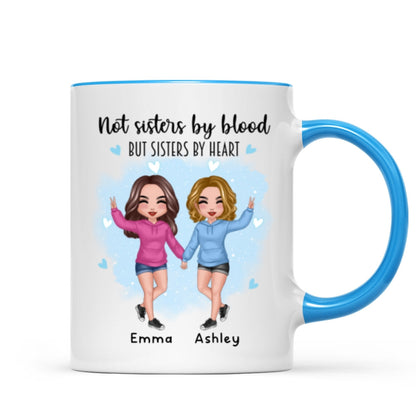 Doll Hoodie Besties Not Sisters By Blood Watercolor Personalized Mug