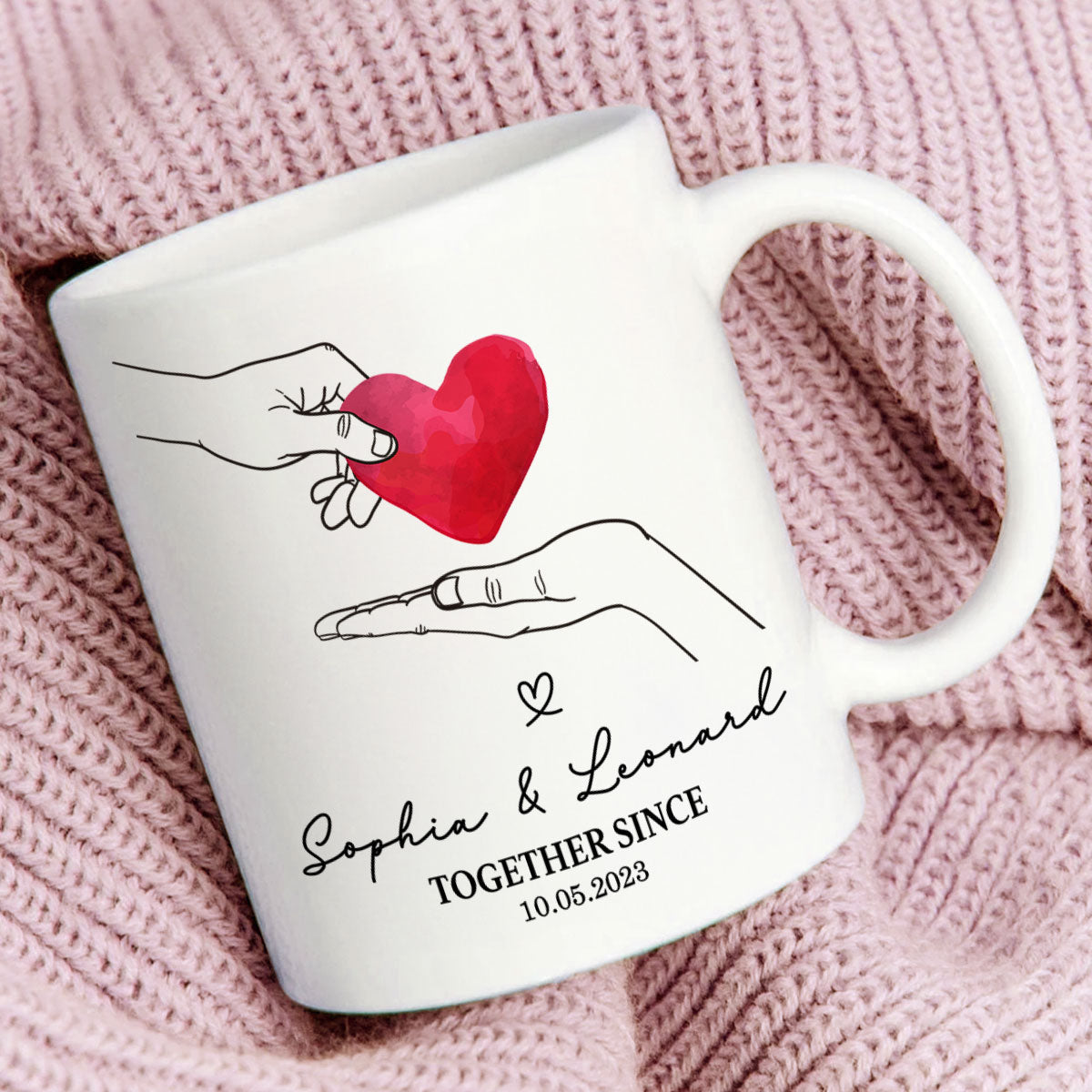 Give You My Heart Couple Hands Personalized Mug, gift, Anniversary gift for Couples