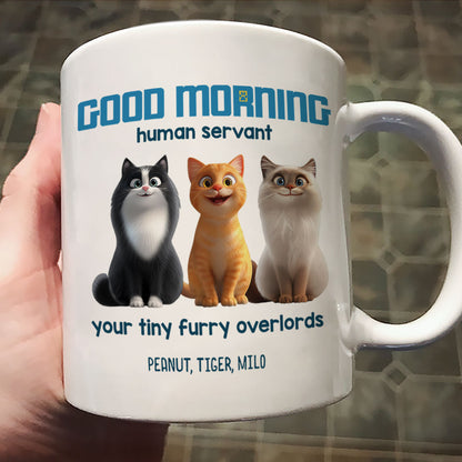 Good Morning Human Servant Personalized Mug, Unique Gift for Cat Mom Cat Dad