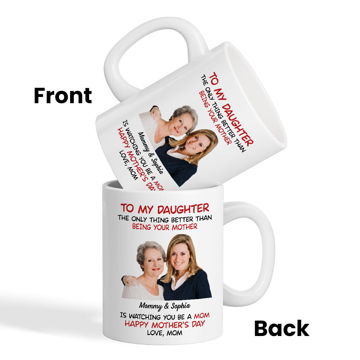 To My Daughter Photo Insert Happy Mother's Day Personalized Mug