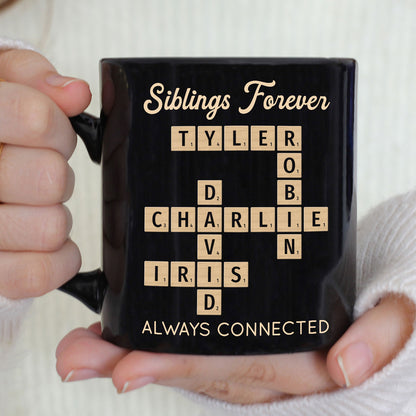 Siblings Forever Always Connected Crossword Puzzle Art Personalized Mug