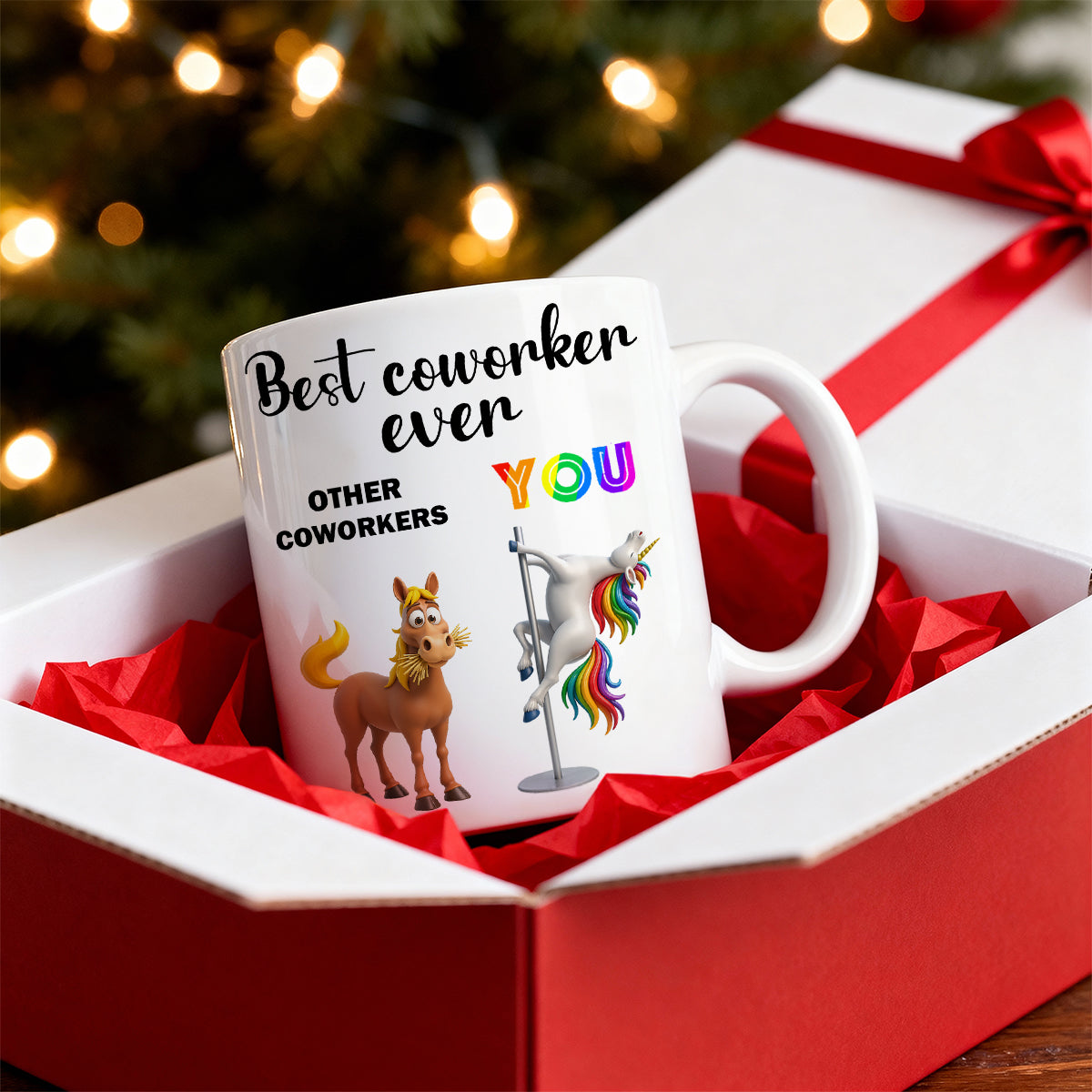 Funny Unicorn Coworker - Personalized Mug - Christmas Gift for Coworker, White Elephant