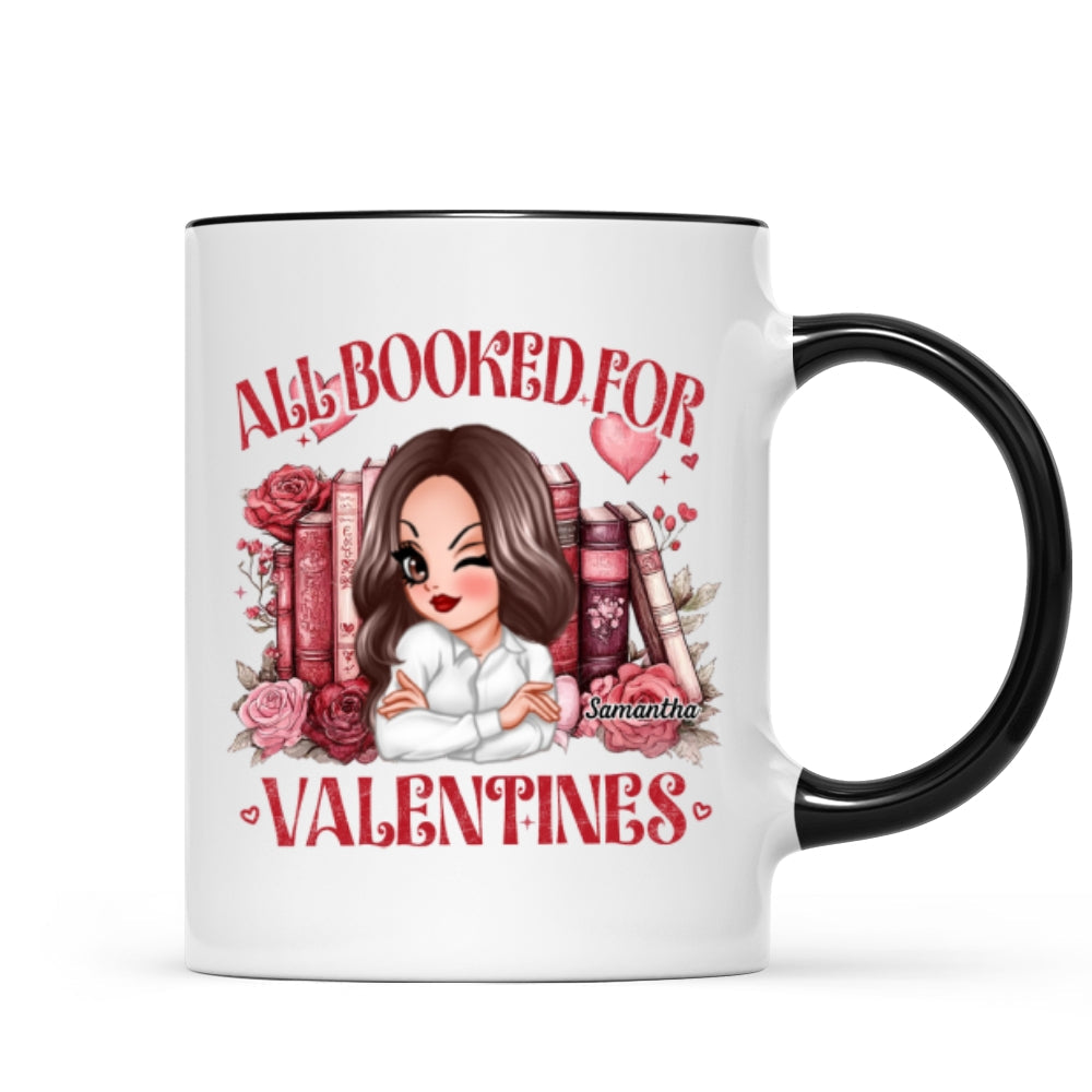 All Booked For Valentines Personalized Mug, Personalized Valentine's Gift For Book Lover
