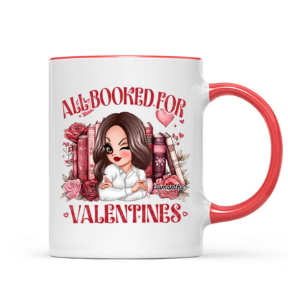 All Booked For Valentines Personalized Mug, Personalized Valentine's Gift For Book Lover