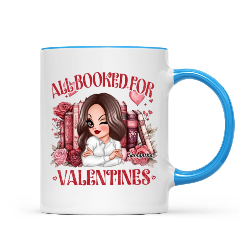 All Booked For Valentines Personalized Mug, Personalized Valentine's Gift For Book Lover