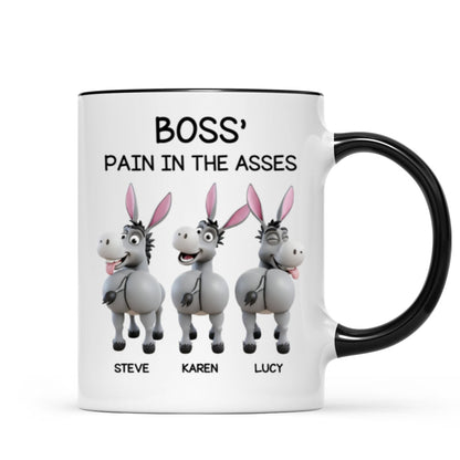 Funny Boss Christmas Pain in the Asses - Personalized Mug - Custom Employee Gift Exchange, White Elephant Gift
