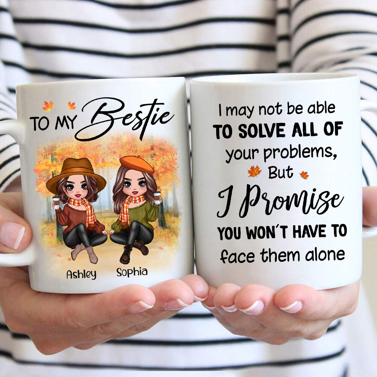 To My Bestie Fall Season Doll Besties Sitting Personalized Mug