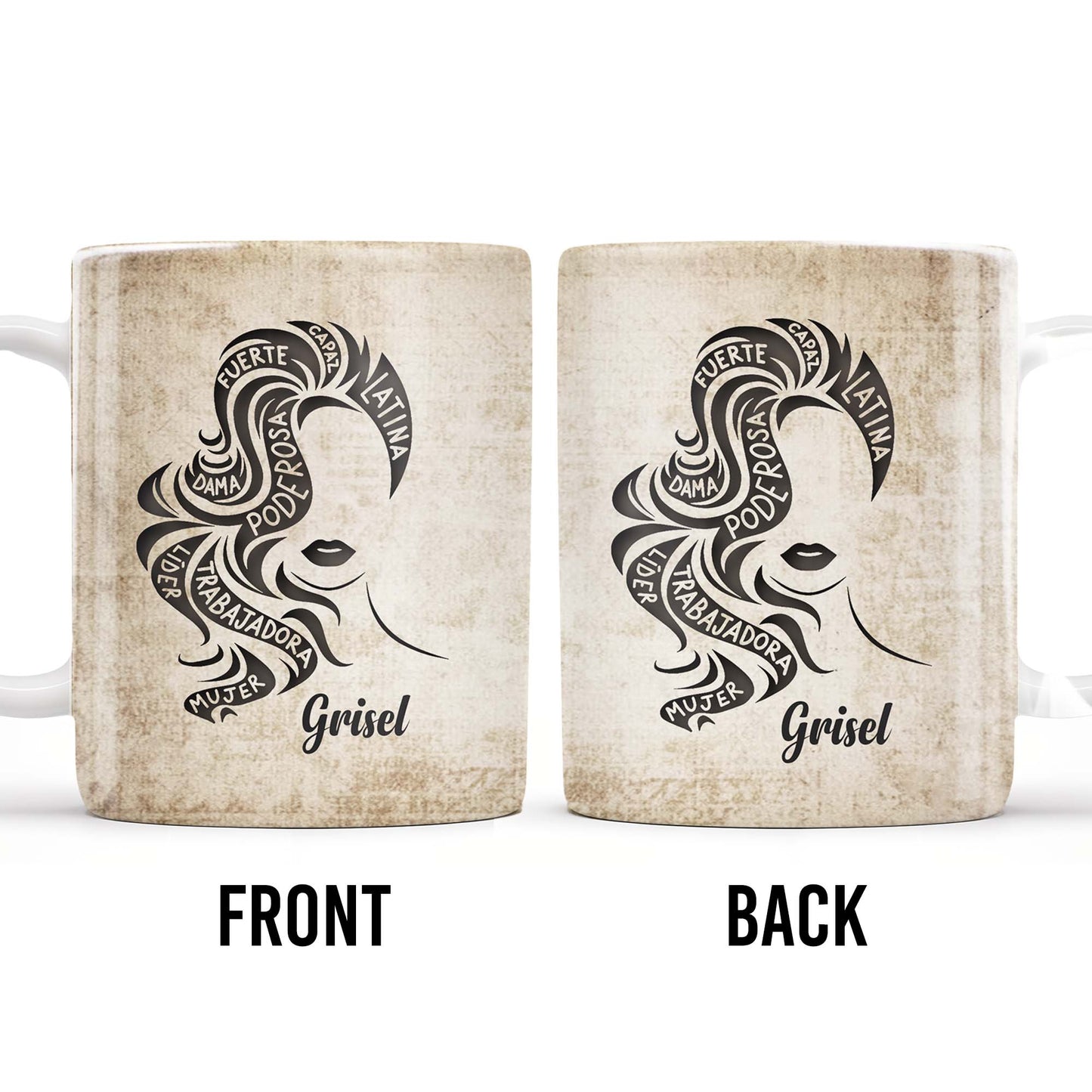 Strong Brave True Woman Silhouette Mug - Personalized Custom Coffee Mug - LAT010_MG
