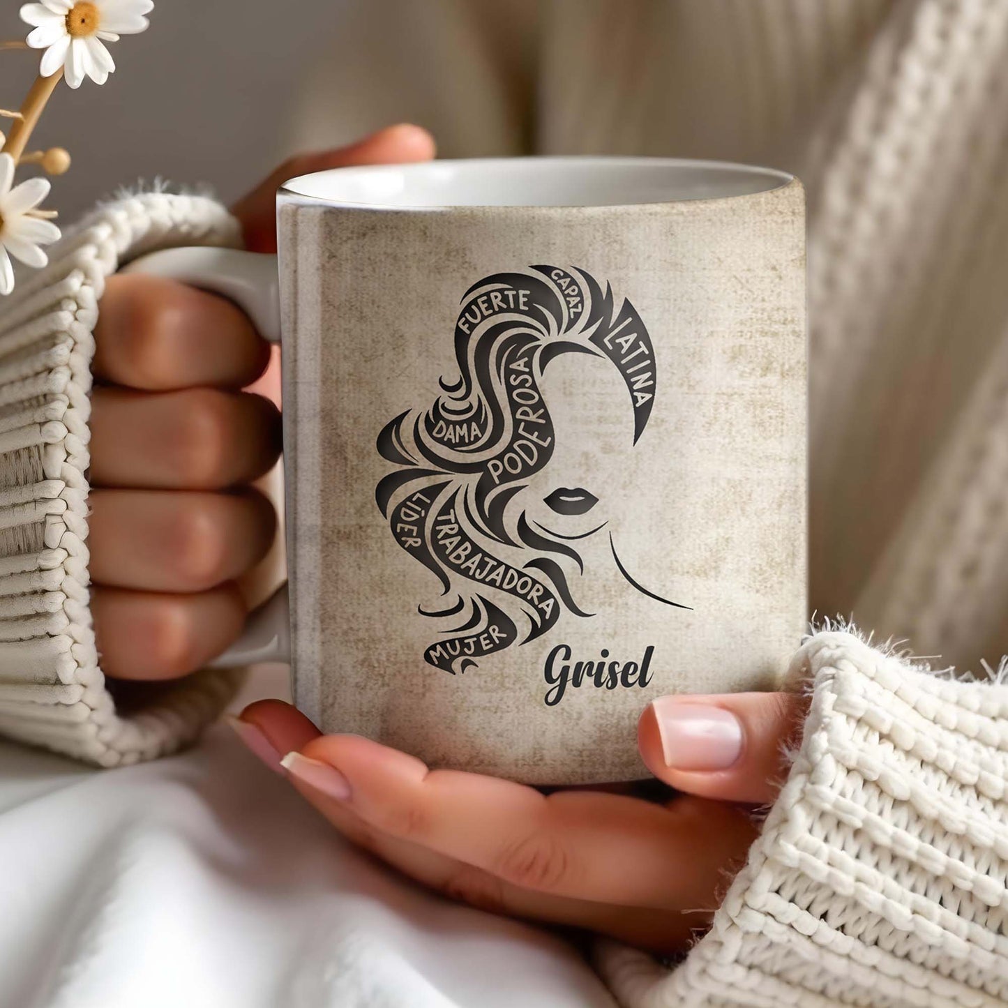 Strong Brave True Woman Silhouette Mug - Personalized Custom Coffee Mug - LAT010_MG