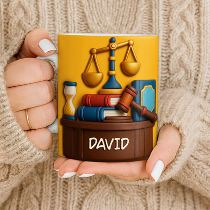 Celebrate Legal Excellence With Scales, Gavel, And Books - Personalized Custom Coffee Mug - LAW004_MG