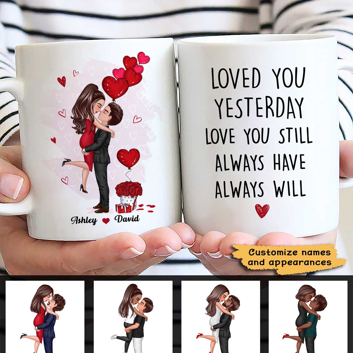 Couple Kissing Loved You Yesterday Gift For Him For Her - Personalized Mug