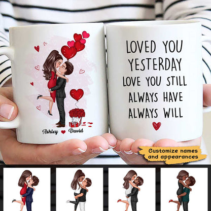 Couple Kissing Loved You Yesterday Gift For Him For Her - Personalized Mug