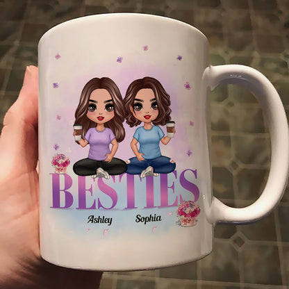 Doll Besties Sitting On Word Gift For Best Friends Personalized Mug
