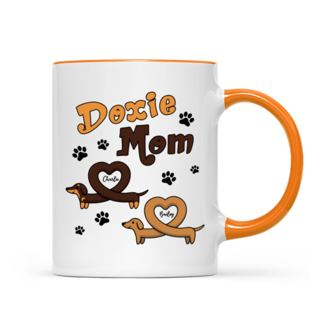 Doxie Mom Cute Heart Dachshunds Personalized Mug