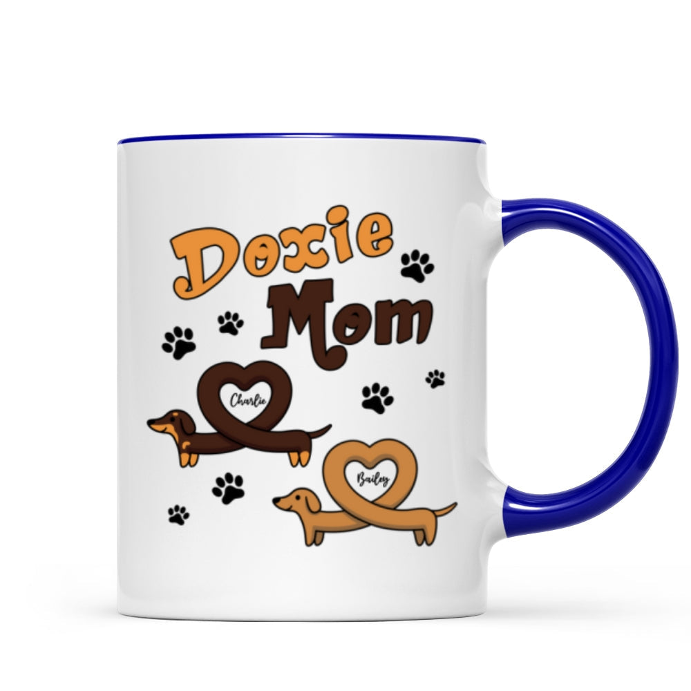Doxie Mom Cute Heart Dachshunds Personalized Mug