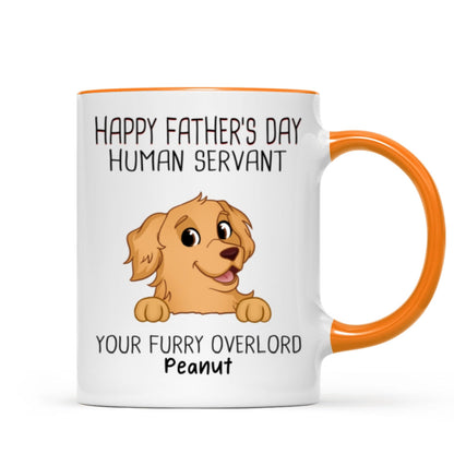 Happy Father's Day Human Servant Funny Cute Dogs Personalized Mug, Gift For Dog Dad