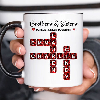 Brothers Sisters Forever Linked Together 3D Crystal Crossword - Personalized Mug - Sentimental Gift for for Loved Ones