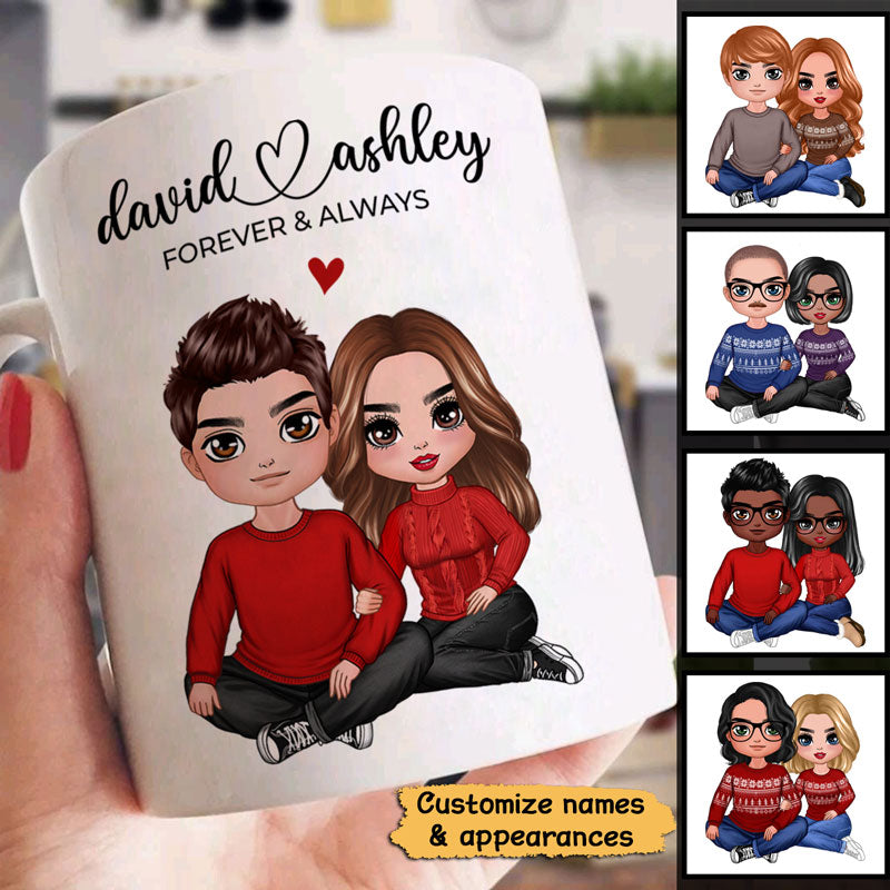 Couple Sitting Forever And Always Personalized Mug