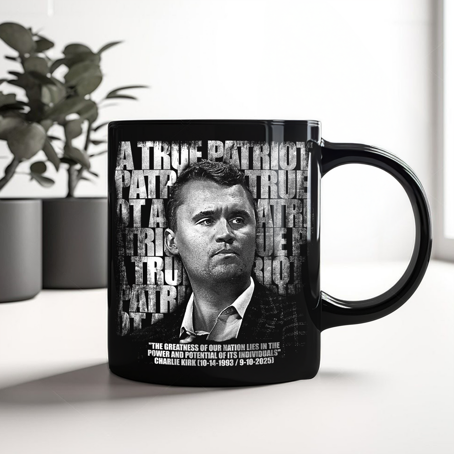 Charlie Kirk Memorial A True Patriot Tribute Remembrance Black Mug LM32 65541