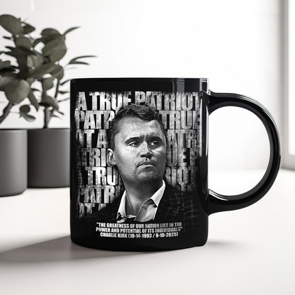 Charlie Kirk Memorial A True Patriot Tribute Remembrance Black Mug LM32 65541
