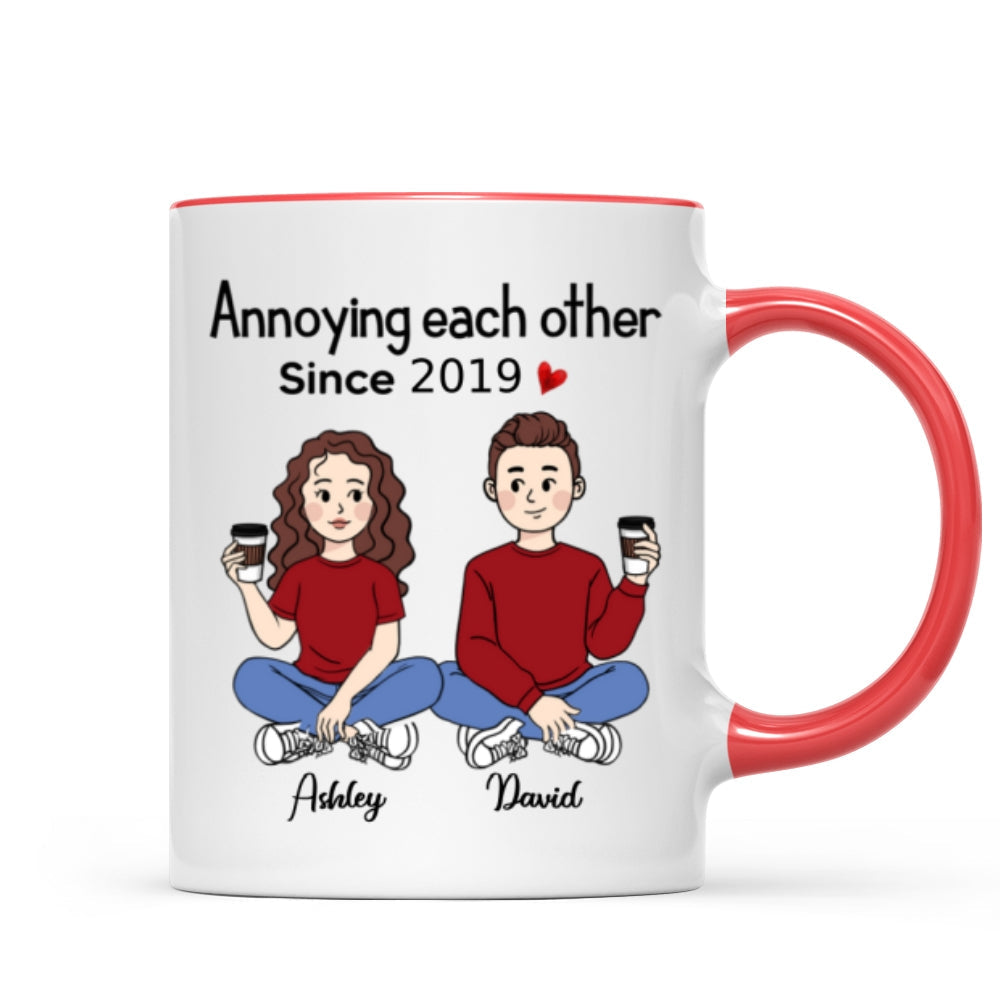 Cartoon Chibi Couple Sitting Gift For Him For Her Personalized Mug
