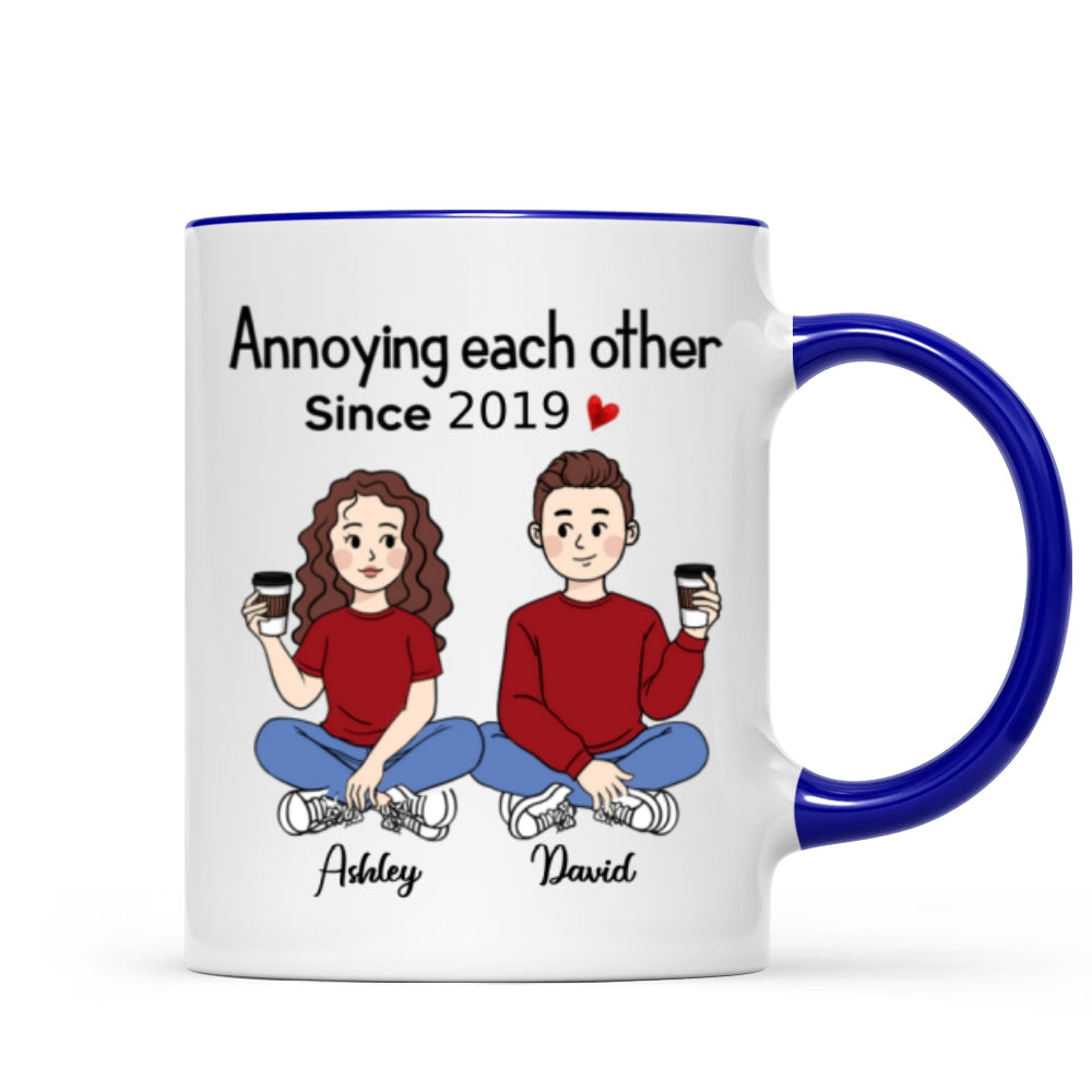 Cartoon Chibi Couple Sitting Gift For Him For Her Personalized Mug
