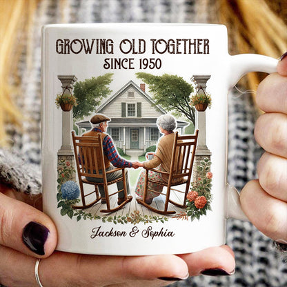 Couple Sitting On The Porch Growing Old Together Since Personalized Mug, Heartfelt Gift For Couple, For Him, For Her, Husband, Wife