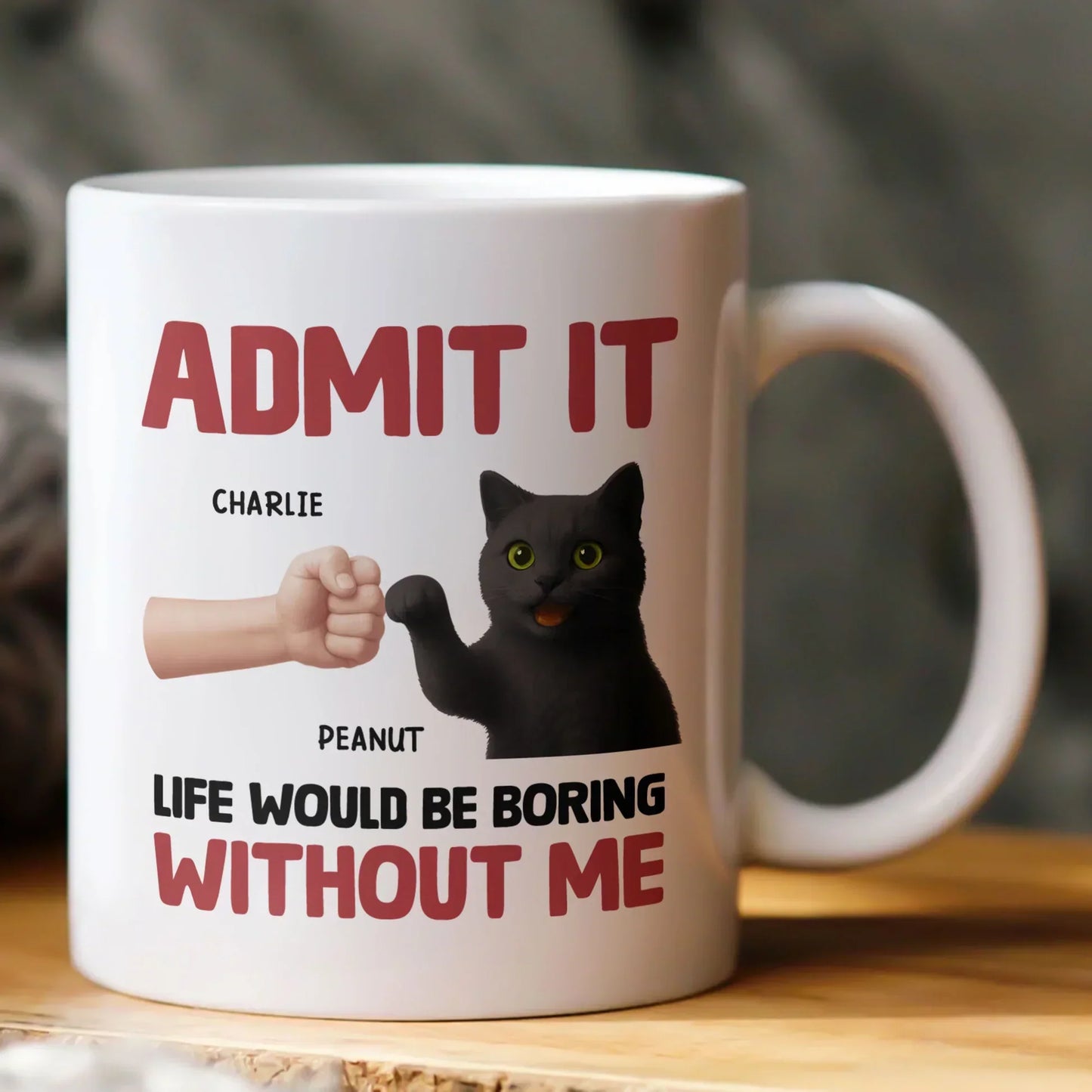 Admit It Life Would Be Boring Without Me Cat Personalized Mug for Pet Lovers