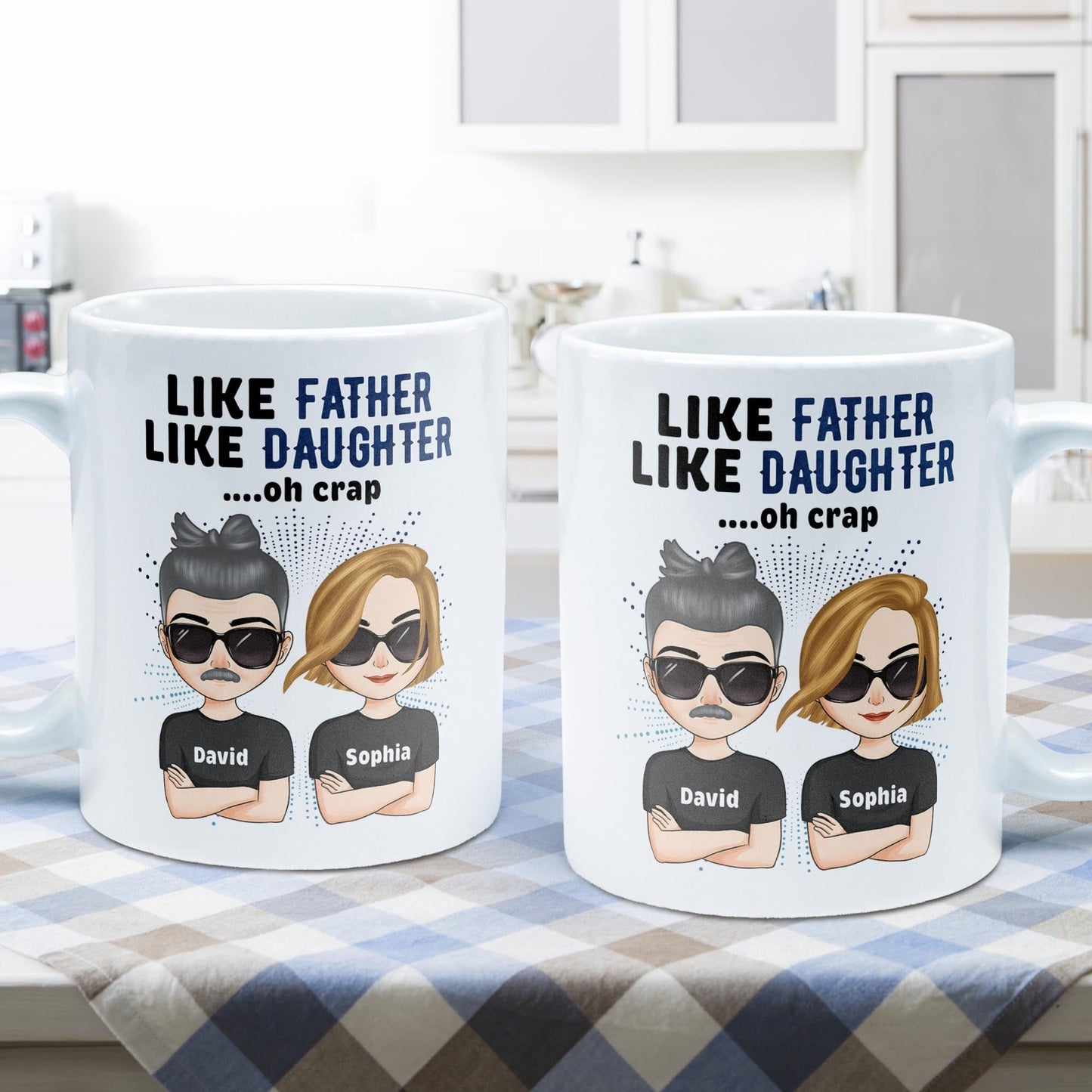 Like Father Like Daughter Oh Crap - Chibi Version - Personalized Mug