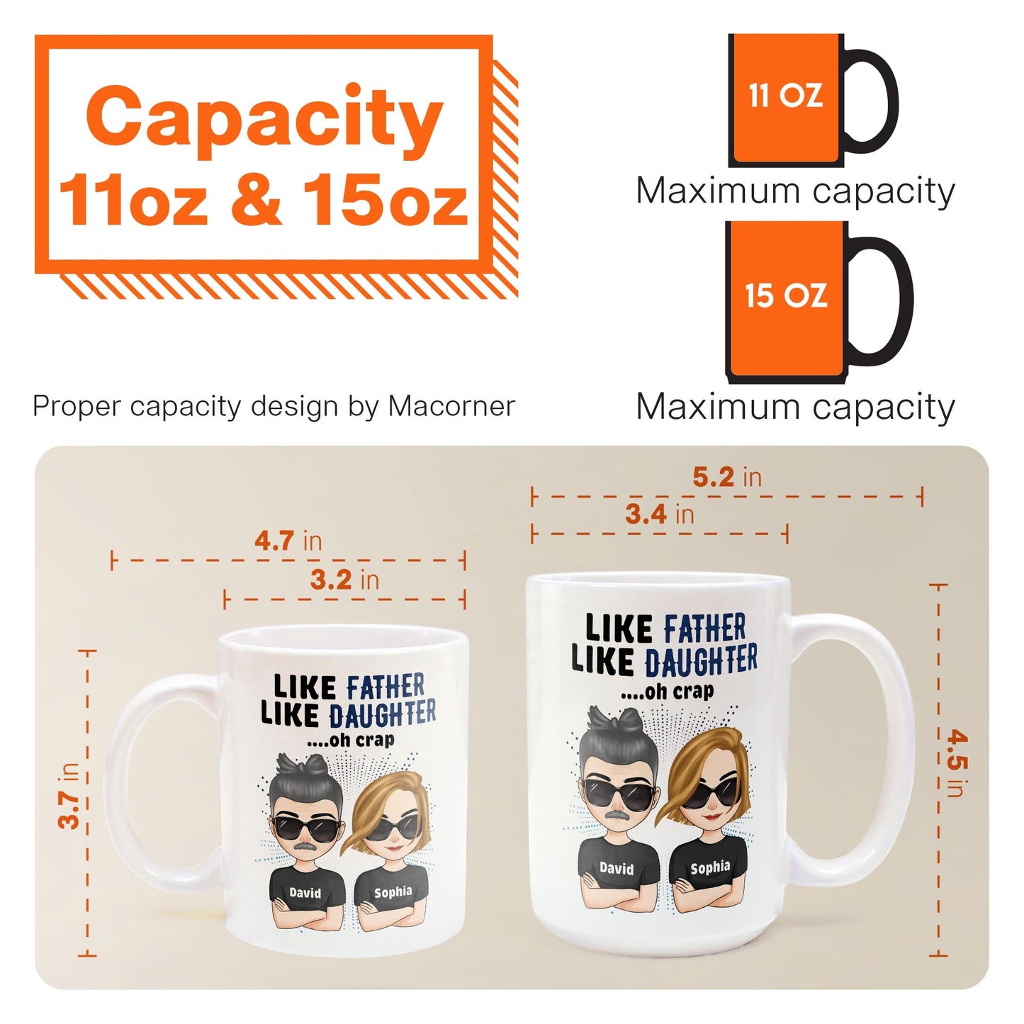 Like Father Like Daughter Oh Crap - Chibi Version - Personalized Mug