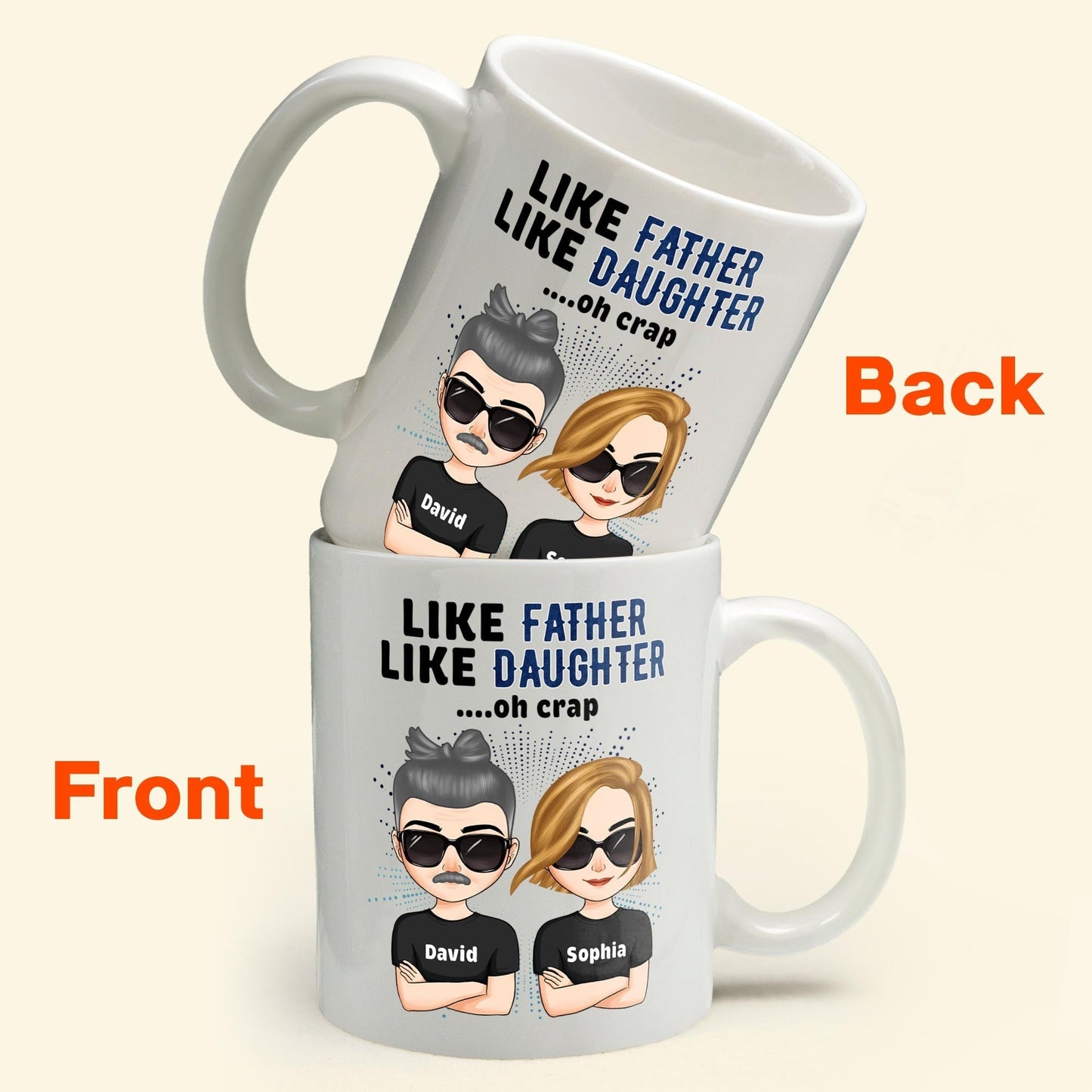 Like Father Like Daughter Oh Crap - Chibi Version - Personalized Mug