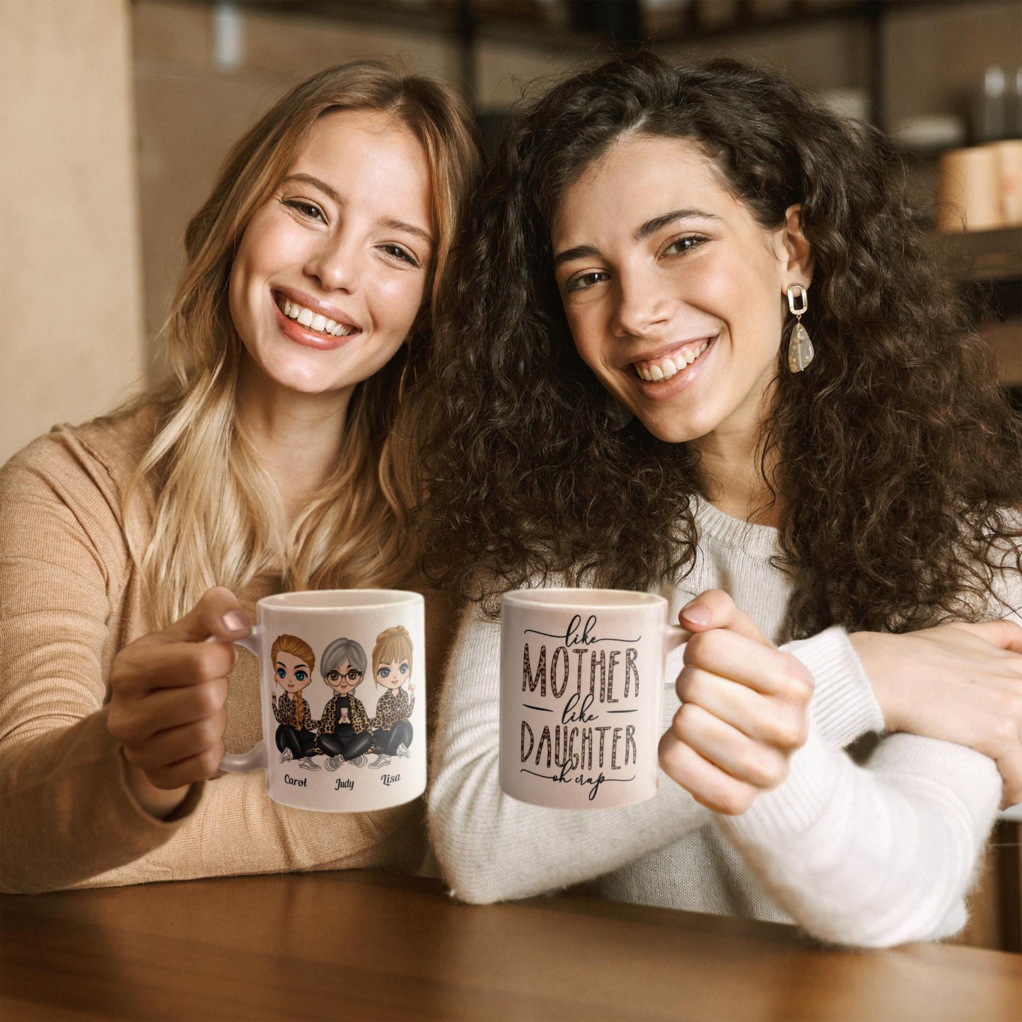 Like Mother Like Daughter Leopard Version - Personalized Mug - Birthday Gift For Mother, Mom, Daughter - Leopard Chibi Girls