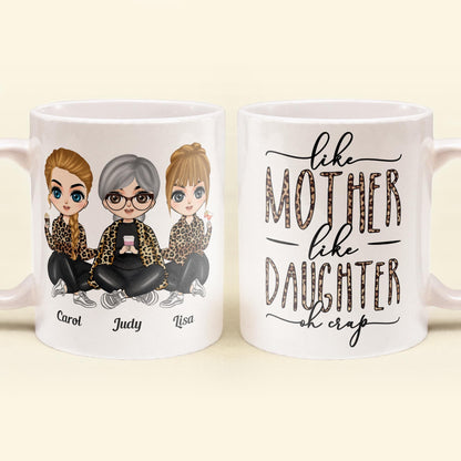 Like Mother Like Daughter Leopard Version - Personalized Mug - Birthday Gift For Mother, Mom, Daughter - Leopard Chibi Girls