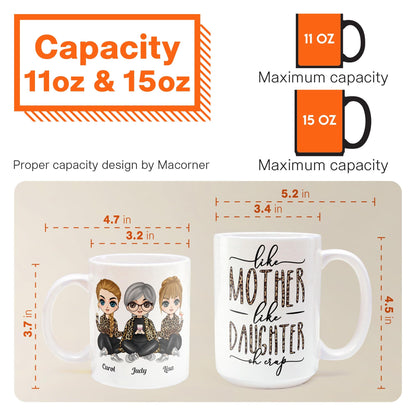 Like Mother Like Daughter Leopard Version - Personalized Mug - Birthday Gift For Mother, Mom, Daughter - Leopard Chibi Girls