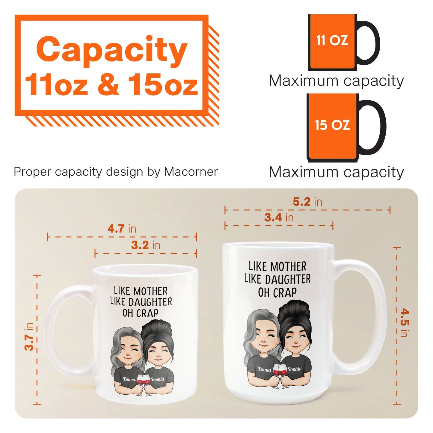 Like Mother Like Daughter - Personalized Mug - Birthday, Mother's Day Gift For Mother, Mom, Daughter