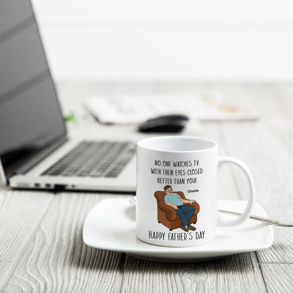 No One Watching TV With Eyes Closed Better Than You Happy Father's Day Personalized Mug