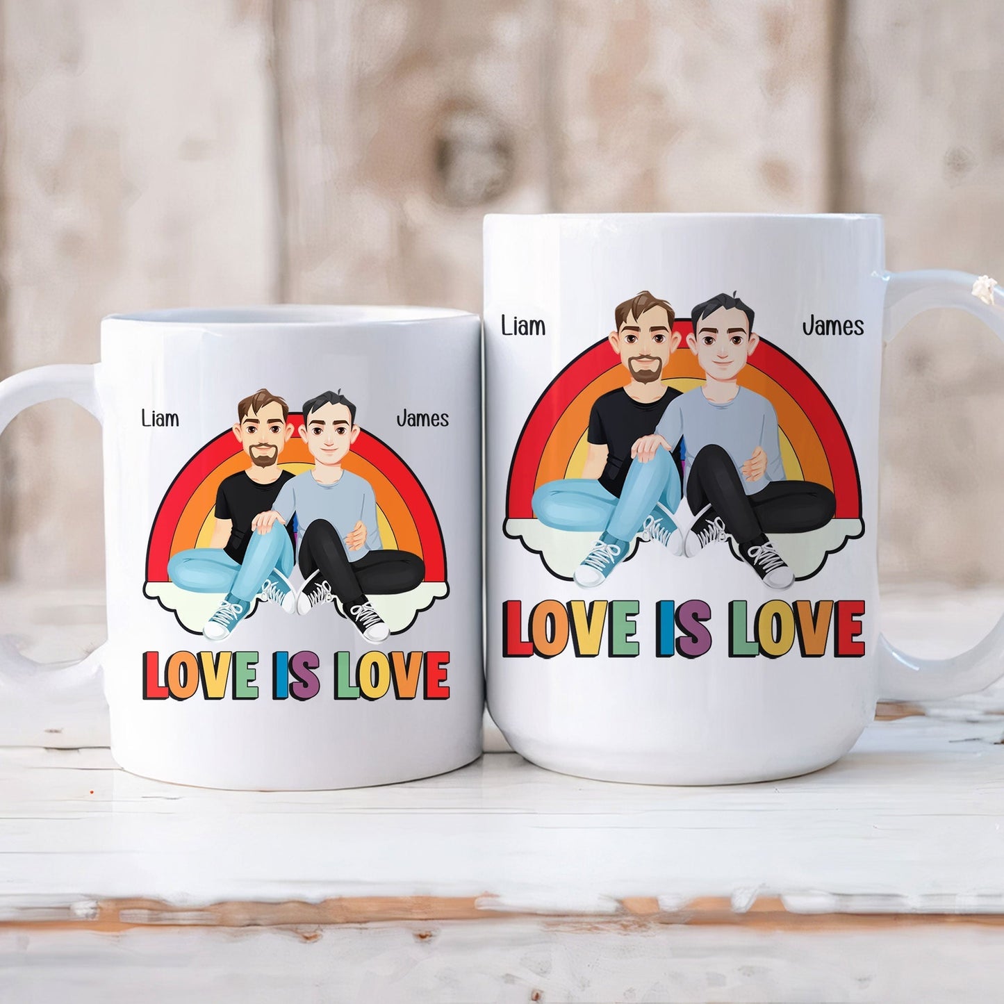 Love Is Love Rainbow Pride Month - Personalized Mug