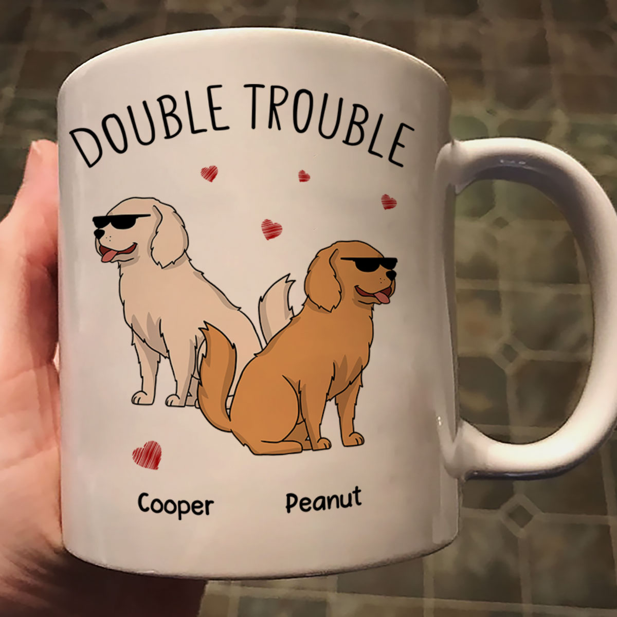 Double Trouble Funny Dog Lover Gift Personalized Mug
