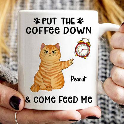 It's Feed Me O'Clock Grumpy Fluffy Cat Personalized Mug